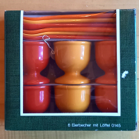 Emsa Vintage eierdopjes met lepeltjes in gele en rode kleuren