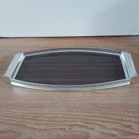 Vintage dienblad ijzer en kunststof houtmotief