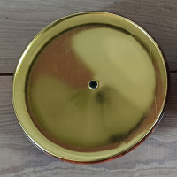 Vintage blikken trommel op pootjes met houtlook folie