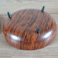 Vintage blikken trommel op pootjes met houtlook folie