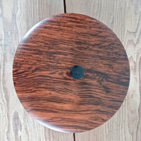 Vintage blikken trommel op pootjes met houtlook folie