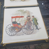 Tegel onderzetters met afbeelding rijtuigjes voor pannen