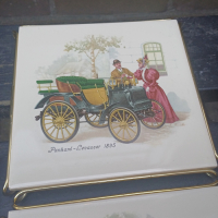 Tegel onderzetters met afbeelding rijtuigjes voor pannen