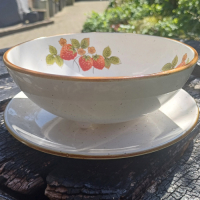 Lekbakje met aardbei schildering en schotel