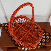 Vintage rieten flessenmand