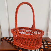 Vintage rieten flessenmand