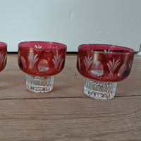 Vintage borrelglaasjes italiaans design rood met figuren