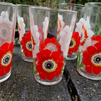 Vintage limonade set VMC Reims met klaproos