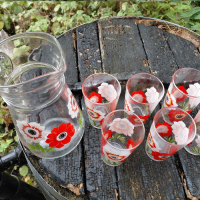 Vintage limonade set VMC Reims met klaproos