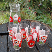 Vintage limonade set VMC Reims met klaproos