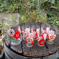 Vintage limonade set VMC Reims met klaproos