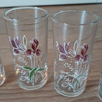 Frisglazen met Iris bloemmotief 