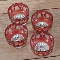Vintage borrelglaasjes italiaans design rood met figuren