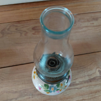 Antieke Majolica lamp met bloemmotief