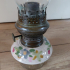 Antieke Majolica lamp met bloemmotief