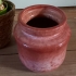 Vintage bloempot/vaas met rood roze glazuur