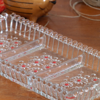 Vintage glazen schaal vierkant