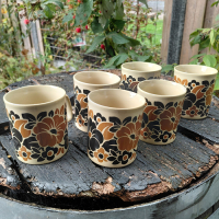 Bekers bruin en beige Staffordshire potteries jaren 70