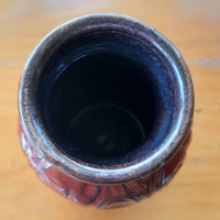 Vintage Vaasje W. Germany in roodtinten en krulmotief