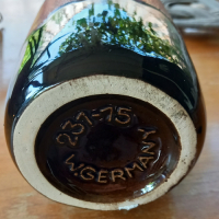 Vintage vaasje W. Germany in bruin en roodtinten