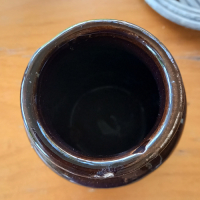 Vintage vaasje W. Germany in bruin en roodtinten