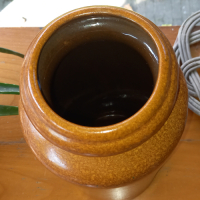 Vintage Vaas W. Germany in bruintinten en groen blauwe spots