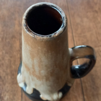 Vintage vaas W. Germany met bruine tinten en oor