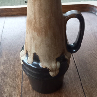 Vintage vaas W. Germany met bruine tinten en oor
