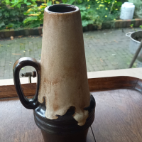 Vintage vaas W. Germany met bruine tinten en oor