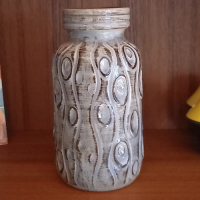 Vintage vaasje W. Germany in grijsblauwe tinten