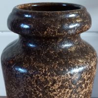 Vintage Vaas W. Germany in bruin gespikkelde structuur