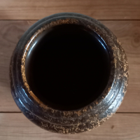 Vintage Vaas W. Germany in bruin gespikkelde structuur