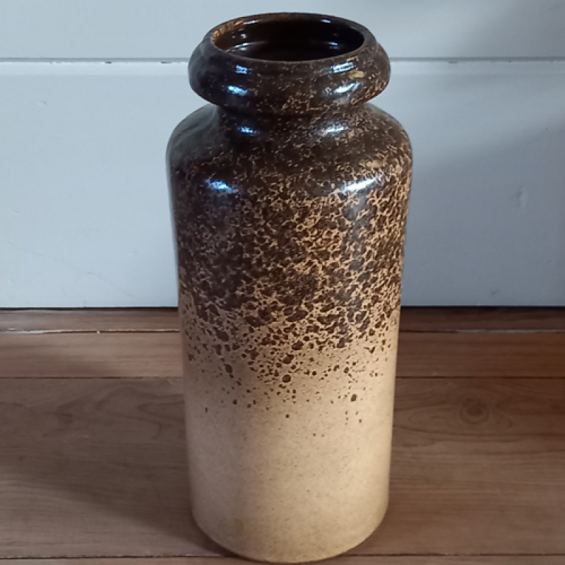 Vintage Vaas W. Germany in bruin gespikkelde structuur