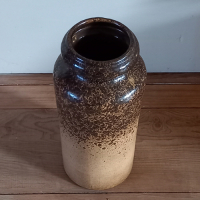 Vintage Vaas W. Germany in bruin gespikkelde structuur