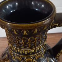 Vintage W. Germany Vaas met symbolen groenbruin