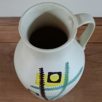 Vintage vaas (Scheurich) jaren 50 of 60 met geschilderde figuren