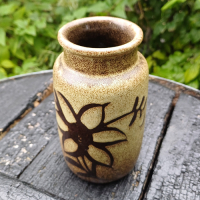 Vintage vaasje West Germany Scheurich met plantafbeeldingen