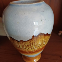 Vintage vaasje W. Germany met mocca chocolade glazuur