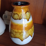 Vintage vaasje W. Germany met mocca chocolade glazuur