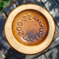 West Germany vaasje in bruin met witte spikkels