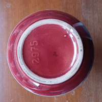 Vintage W Germany bruine bloemenvaas met wit groene figuren