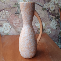 Vintage W. Germany vaasje in wit en roze vlekken