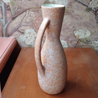 Vintage W. Germany vaasje in wit en roze vlekken