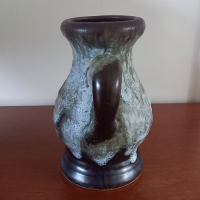 Vintage Vaasje W. Germany in groen, bruin- en grijstinten