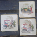 Tegel onderzetters met afbeelding rijtuigjes voor pannen