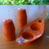 Vintage oranje peper en zoutstel van plastic