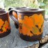 Bekers bruin en oranje Staffordshire potteries jaren 60