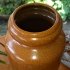 Vintage Vaas W. Germany in bruintinten en groen blauwe spots