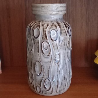 Vintage vaasje W. Germany in grijsblauwe tinten