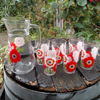 Vintage limonade set VMC Reims met klaproos